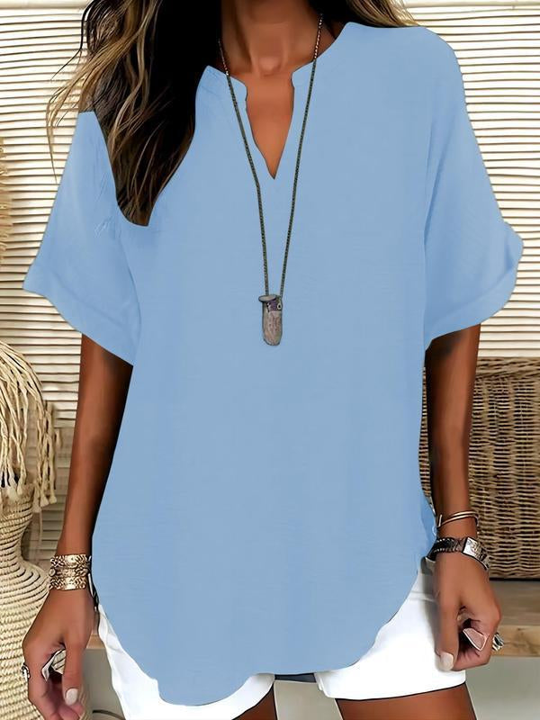 Blouse ample col V à manches courtes — vue 10