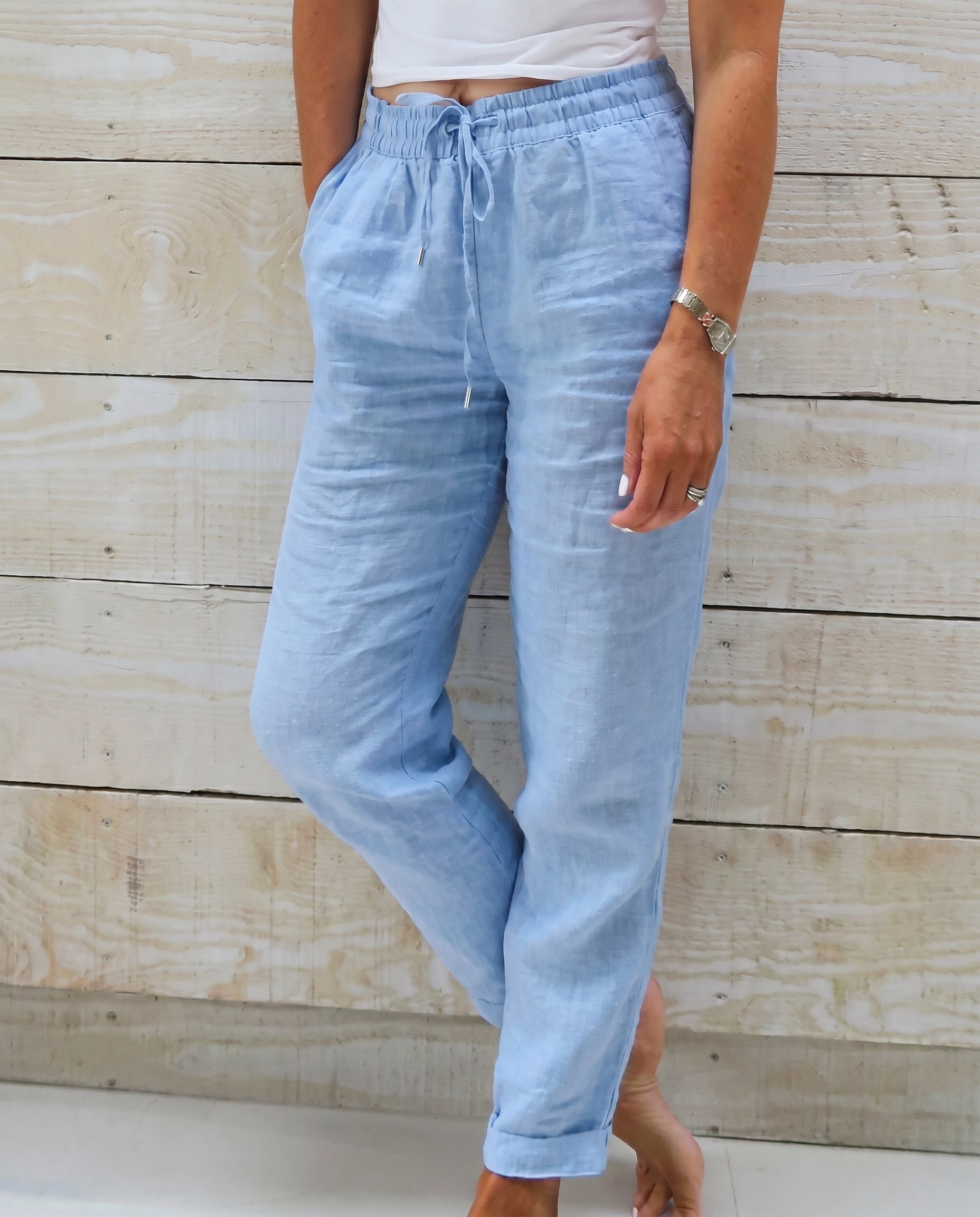 Pantalon en lin à cordon de serrage — vue 4