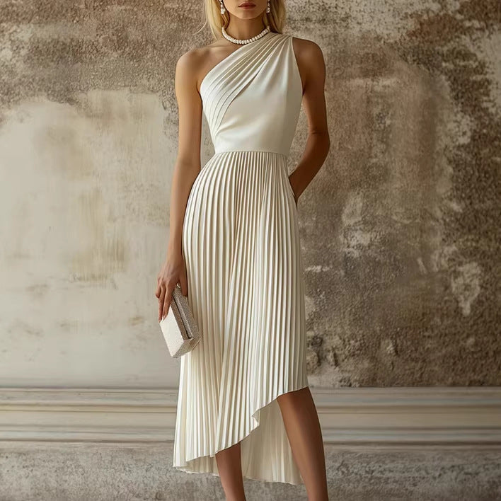 Robe midi plissée asymétrique — vue 2