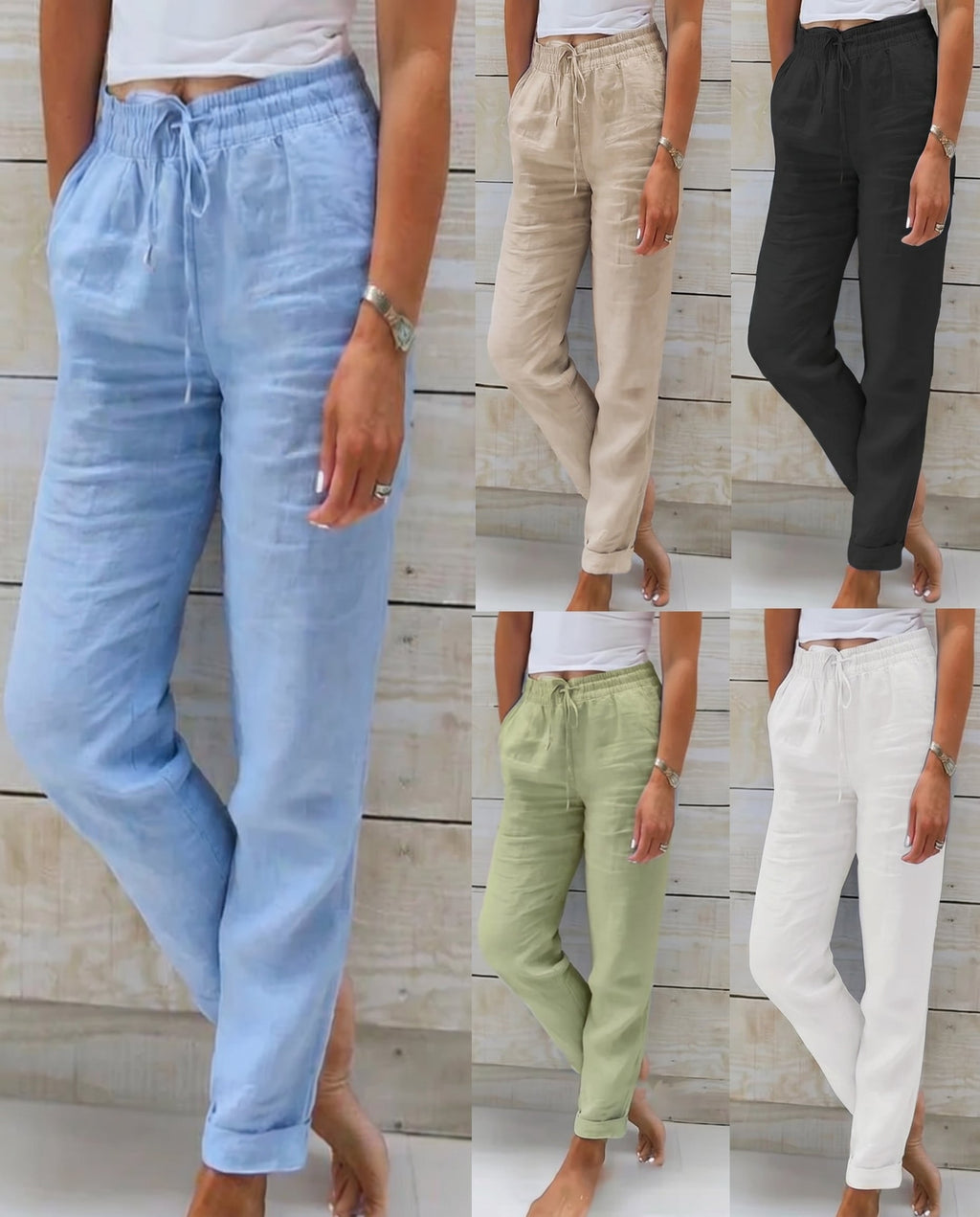 Pantalon en lin à cordon de serrage — vue 2
