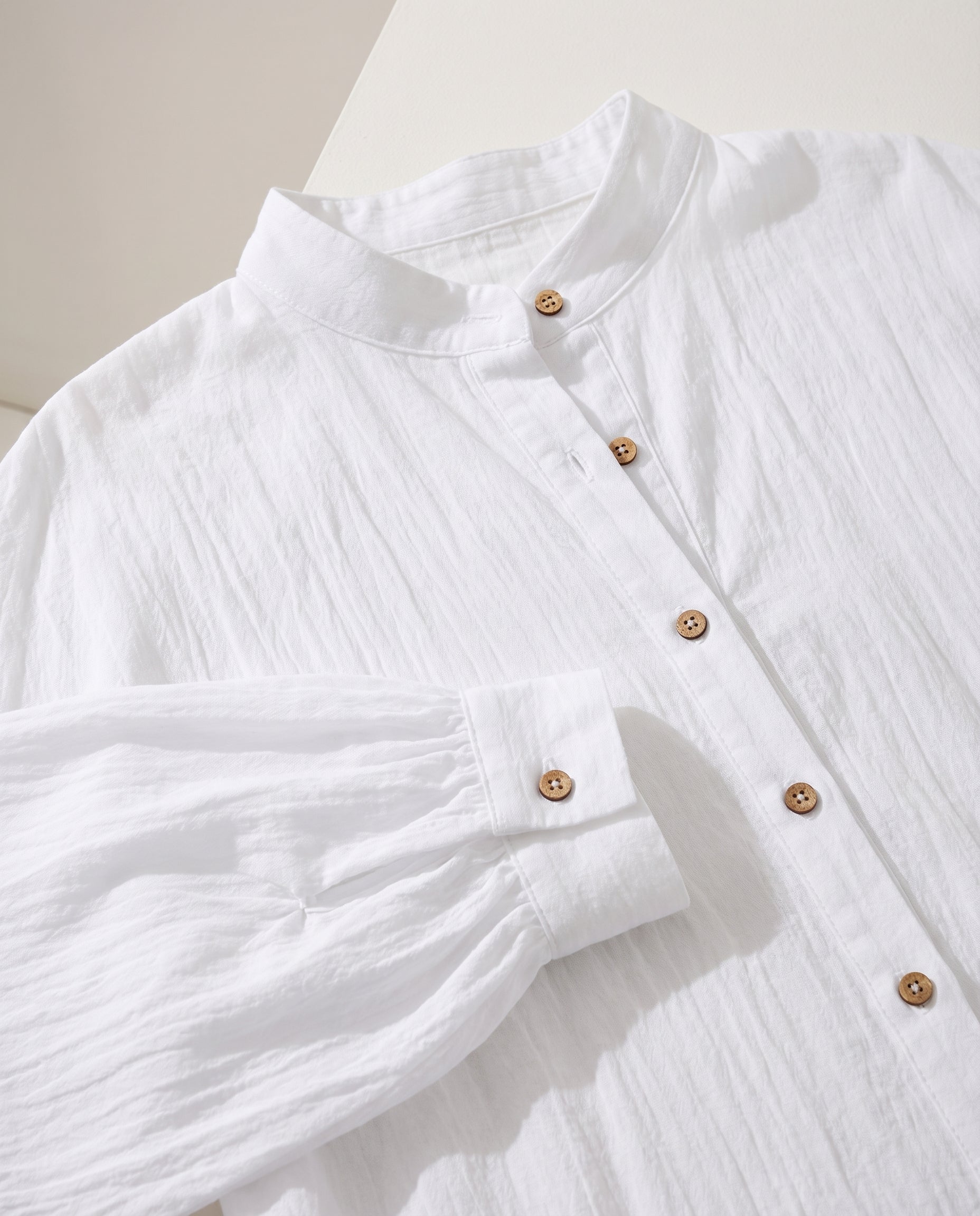 Chemise à manches longues en coton et lin — vue 3