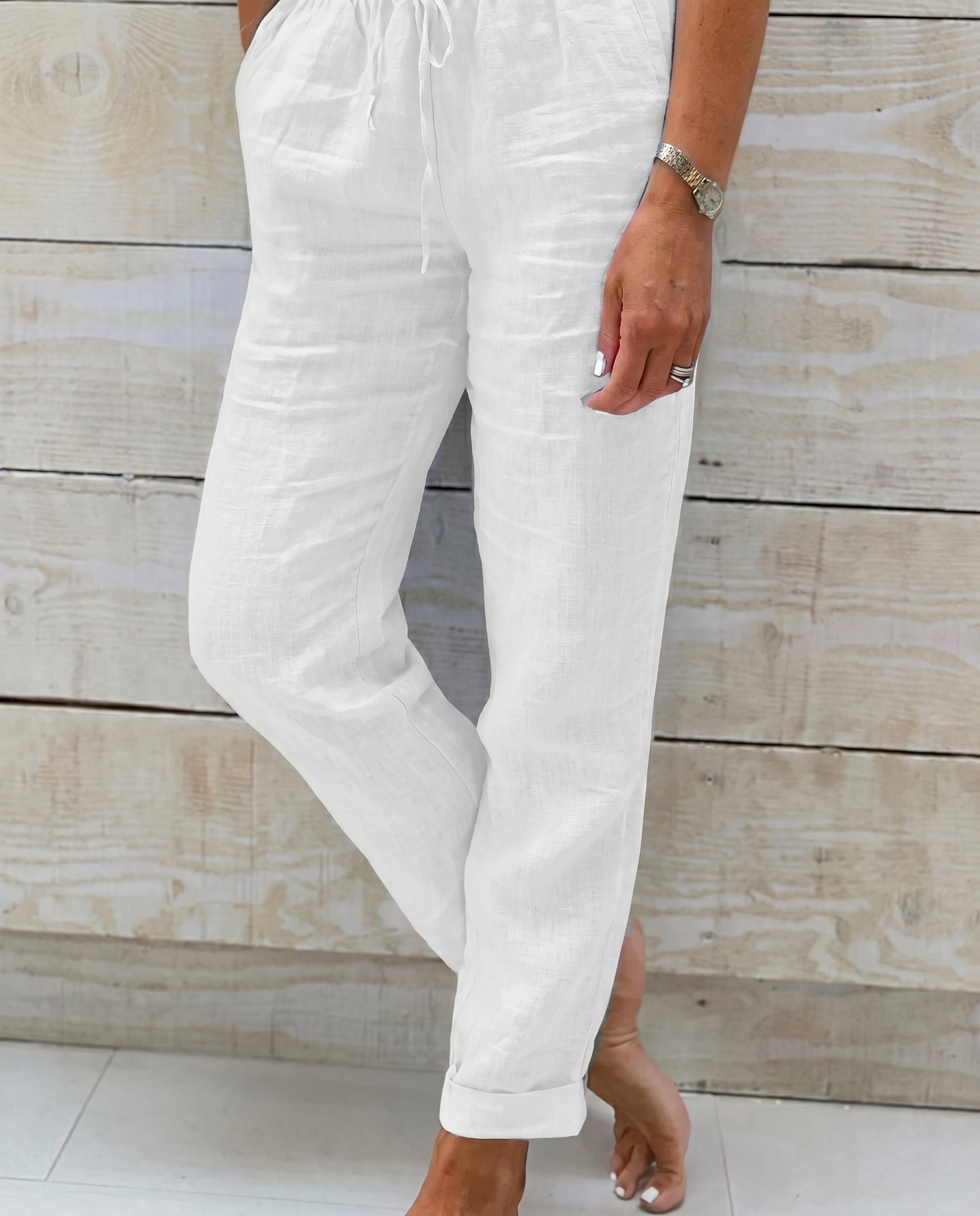 Pantalon en lin à cordon de serrage — vue 13
