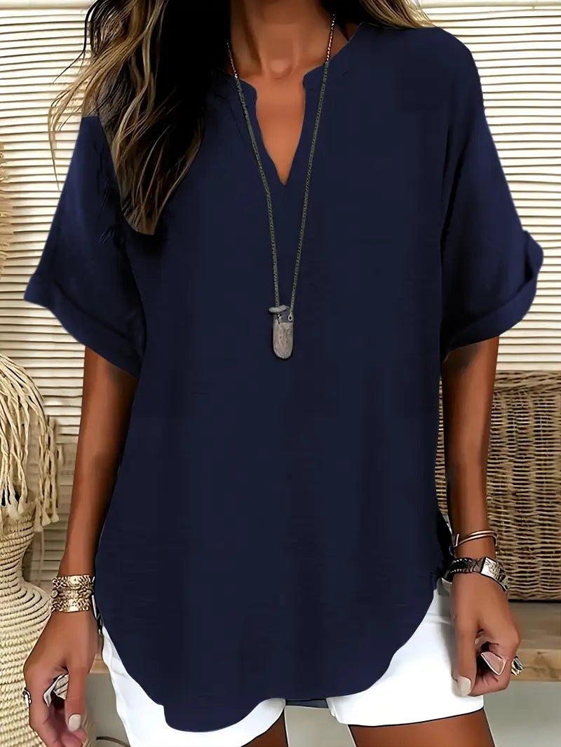 Blouse ample col V à manches courtes — vue 11