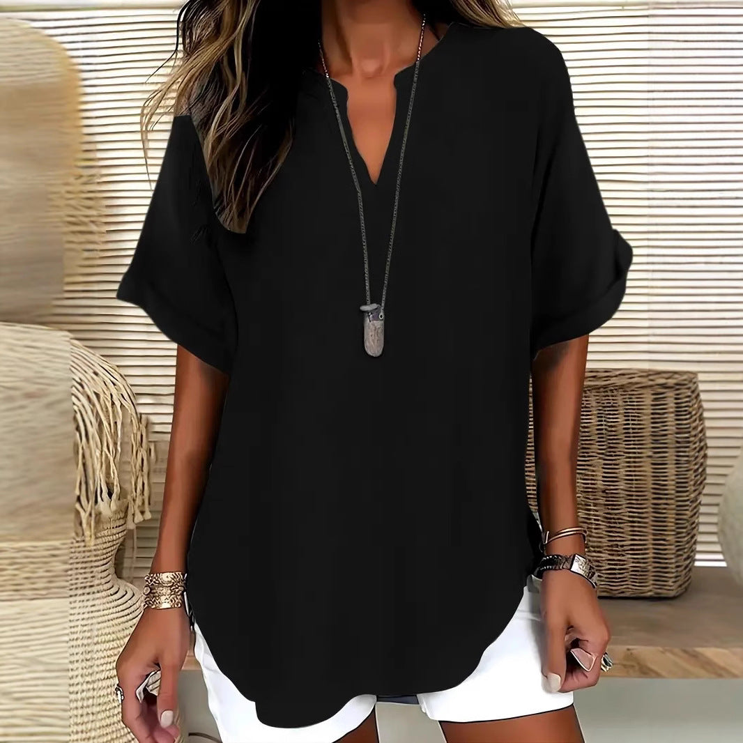 Blouse ample col V à manches courtes — vue 5