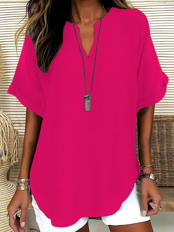 Blouse ample col V à manches courtes — vue 13