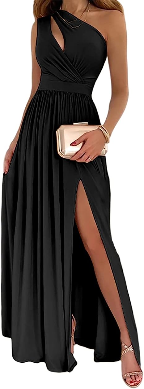Robe longue asymétrique à fente — vue 9