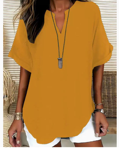 Blouse ample col V à manches courtes — vue 15