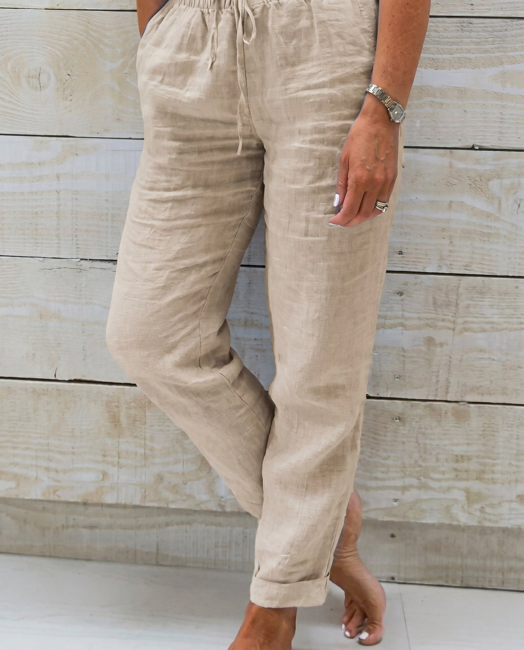 Pantalon en lin à cordon de serrage — vue 14