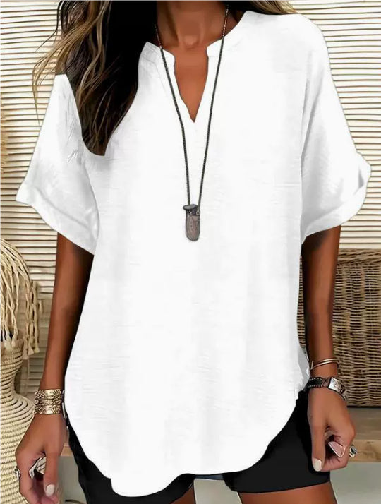 Blouse ample col V à manches courtes — vue 14