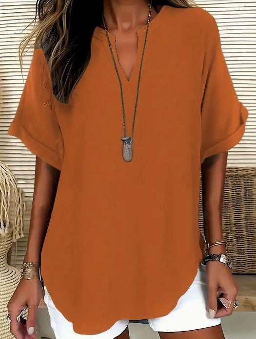 Blouse ample col V à manches courtes — vue 12