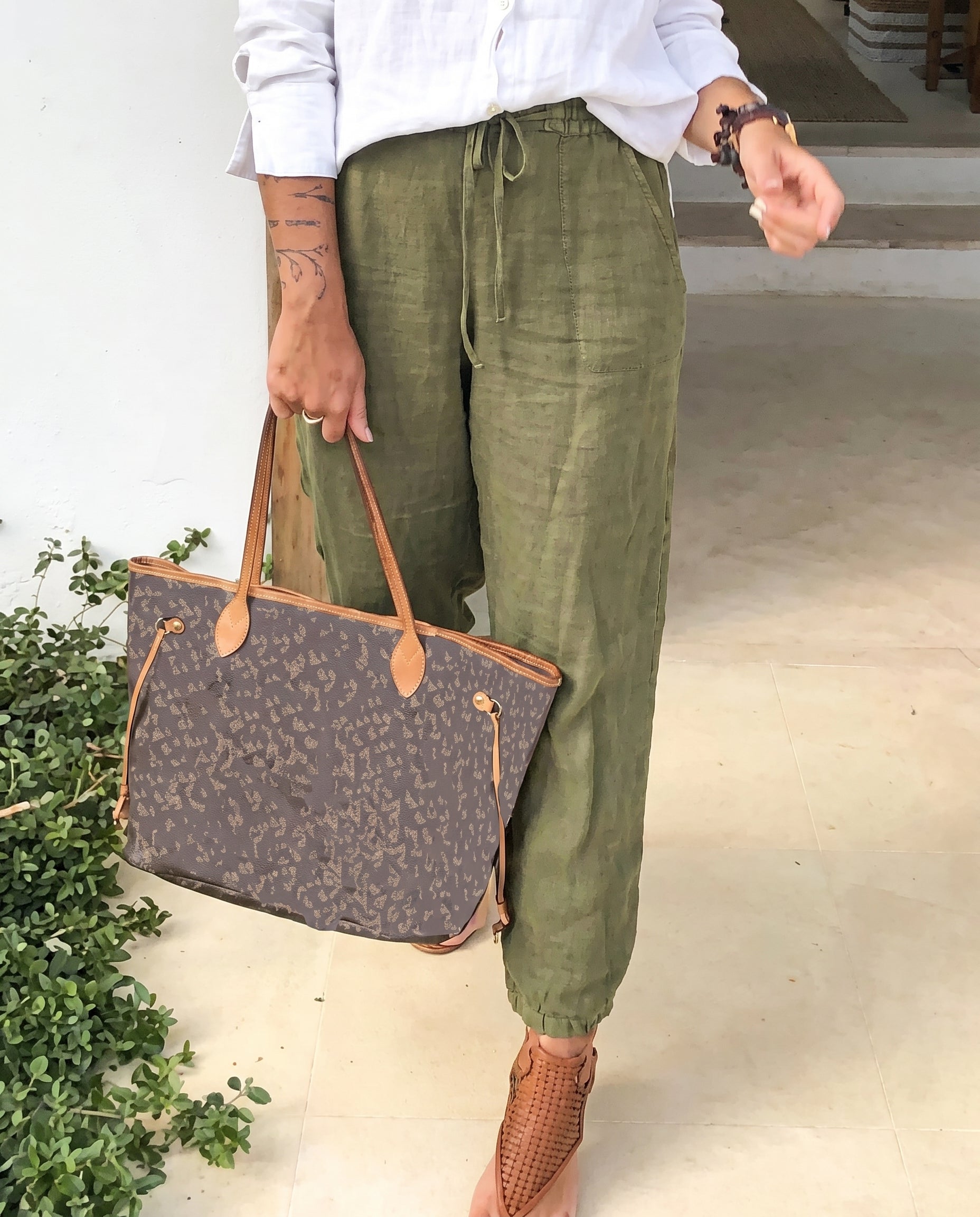 Pantalon en lin à cordon de serrage — vue 7